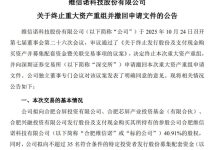 维信诺终止重大资产重组事项 聚焦显示产业核心发展，经营基本面保持稳定-紫竹林-程序员中文网