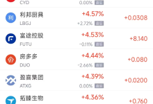 11月6日热门中概股涨跌不一 富途控股涨4.53%，小鹏汽车跌3.97%-紫竹林-程序员中文网