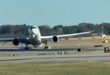 惊险！一空客客机在美国遇强风艰难降落 复飞时机尾险擦地-紫竹林-程序员中文网