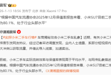 雷军回应小米SU7二手车行情：保值率为80.1% 处于行业头部水平-紫竹林-程序员中文网