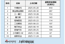 2025年港股前十大IPO榜单:宁德时代410亿港元夺魁 紫金黄金国际借行情募资287亿紧随其后-紫竹林-程序员中文网