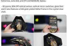 华硕发布 20 周年限量款 ROG 龙鳞 2 Extreme 无线游戏鼠标：24K 镀金工艺，售约 260 美元-紫竹林-程序员中文网